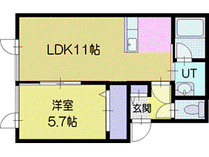 クリスタルハート(1LDK/2階)の間取り写真
