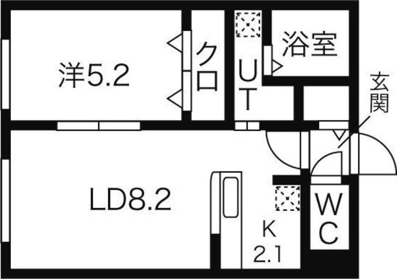 キューブ中の島2・3N(1LDK/3階)の間取り写真