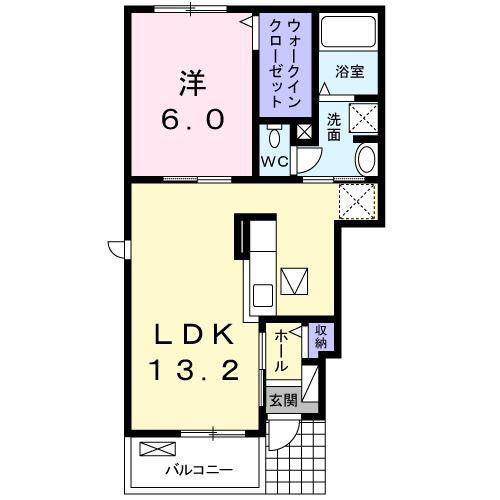 アヴェニューII(1LDK/1階)の間取り写真