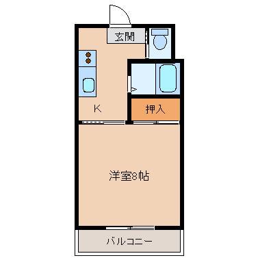 レジデンス速星(1K/2階)の間取り写真