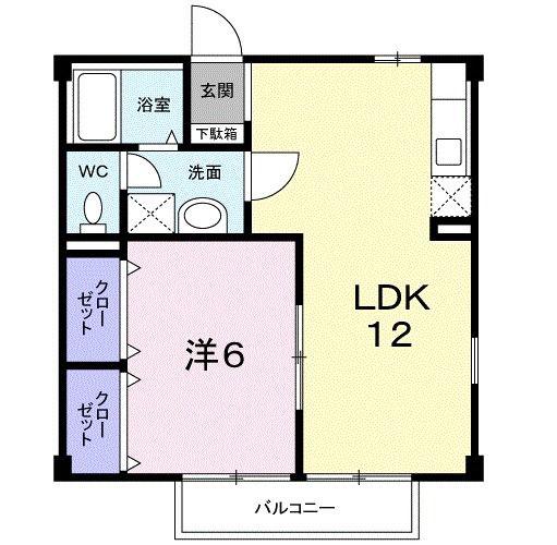 カーサクアトロ(1LDK/1階)の間取り写真