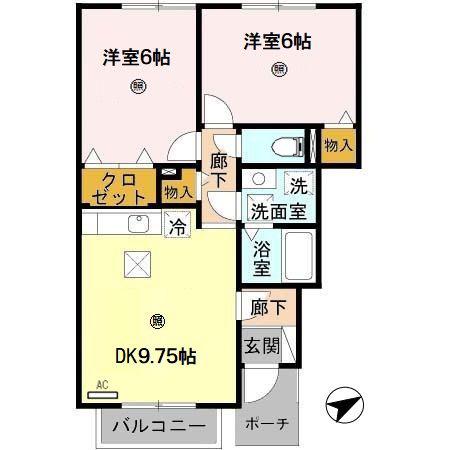 ＪＲ和歌山線 田井ノ瀬駅 徒歩18分 2階建 築20年(2DK/1階)の間取り写真