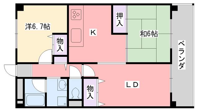 エクセレントスプリング(2LDK/3階)の間取り写真