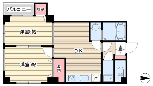 メルシー荏原コモード(2DK/5階)の間取り写真