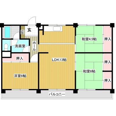 ハイツ若草(3LDK/2階)の間取り写真