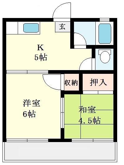 太栄A棟(2K/1階)の間取り写真