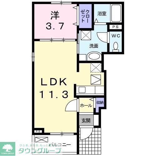 エアリー テン(1LDK/1階)の間取り写真