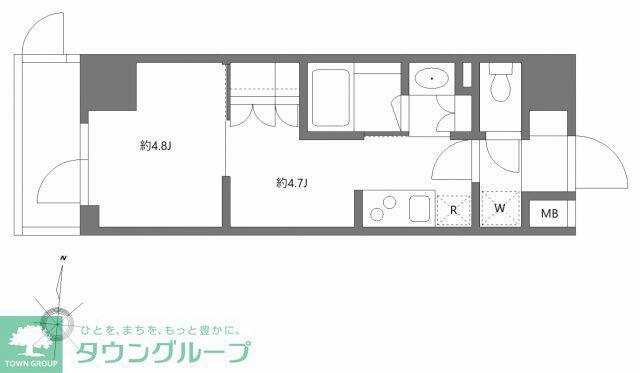 グランパセオ清澄白河II(1DK/7階)の間取り写真