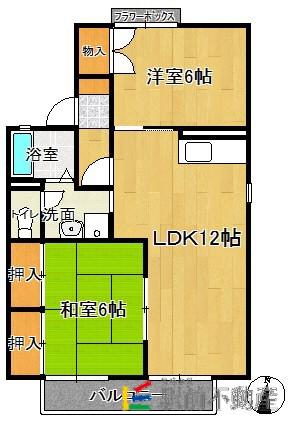 セジュール福間 B棟(2LDK/2階)の間取り写真