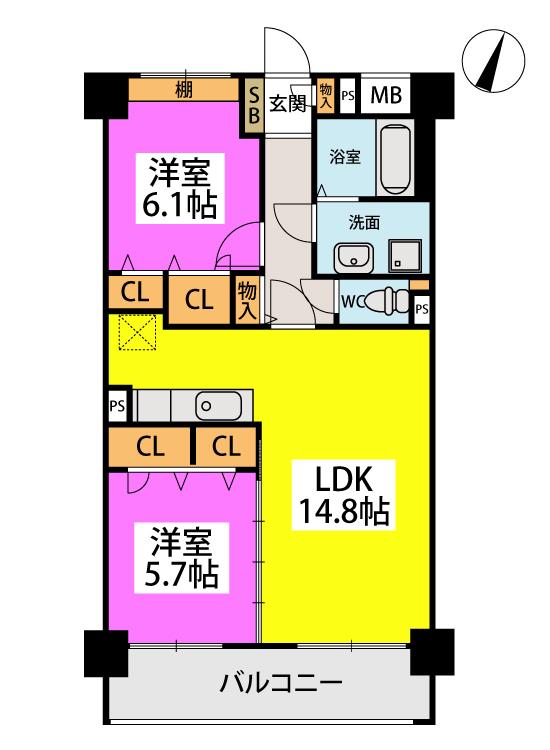AXIS(2LDK/5階)の間取り写真