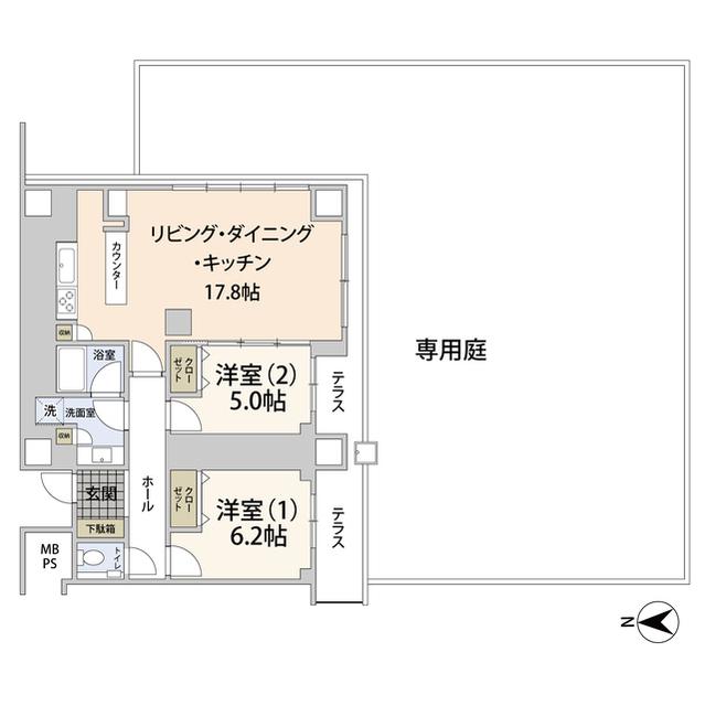 PARK WOOD高森(2LDK/1階)の間取り写真