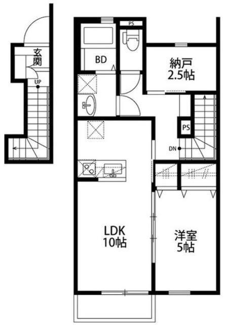 デュラカーサ西大宮II(1SLDK/2階)の間取り写真