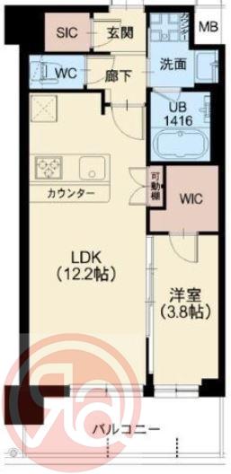 スプランディッド弁天町(1LDK/2階)の間取り写真