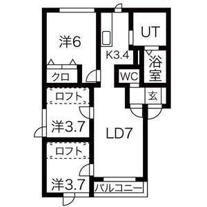 グランドールK(3LDK/2階)の間取り写真
