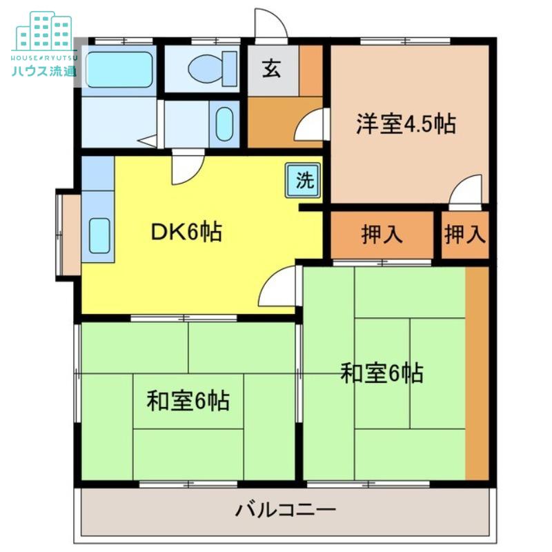 メリーハウス(3DK/2階)の間取り写真
