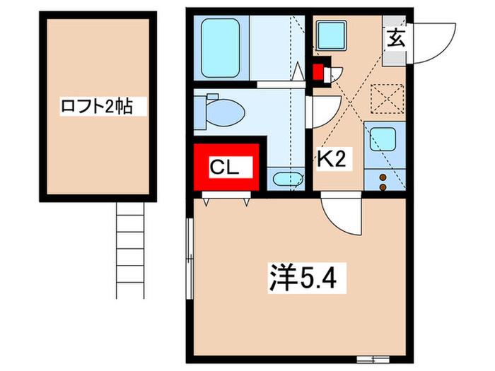 LAVIEESTBELLE横浜白楽(1K/2階)の間取り写真