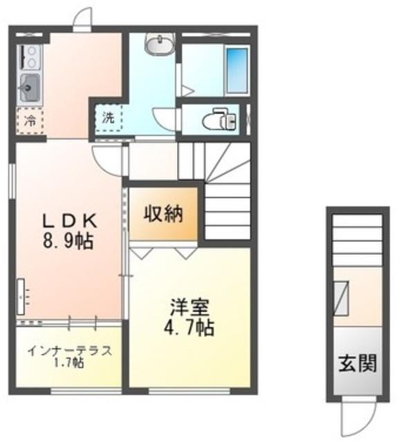 LA・FELICE(1LDK/2階)の間取り写真