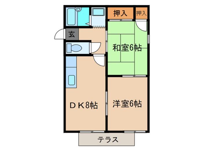 コスモハイツ伊藤(2DK/1階)の間取り写真