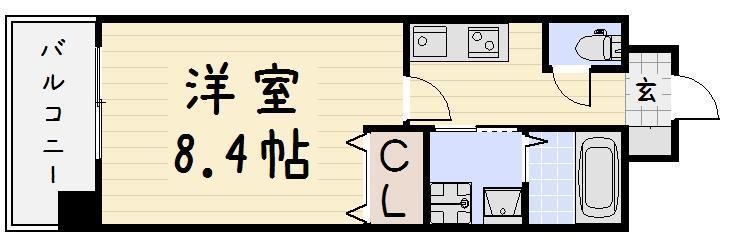 ブルースクエア響IV(1K/6階)の間取り写真