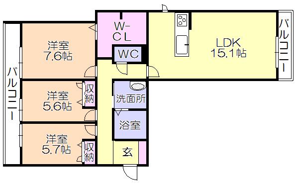 アレーズメゾン(3LDK/3階)の間取り写真