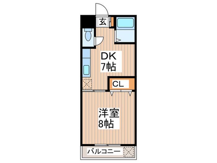 ラフォーレ白山(1DK/2階)の間取り写真