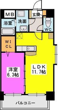 プレジデント正弥久留米駅前(1LDK/2階)の間取り写真