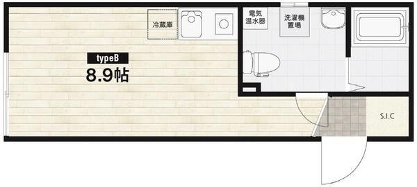 COCOFLAT蒲田(ワンルーム/4階)の間取り写真
