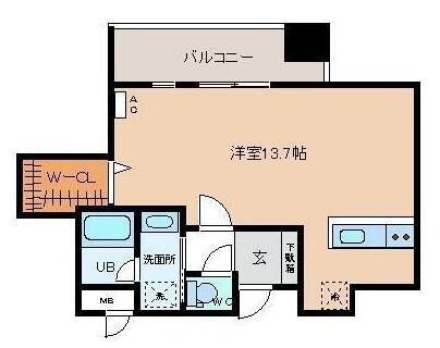 セントラルコート西町プレミア(ワンルーム/9階)の間取り写真