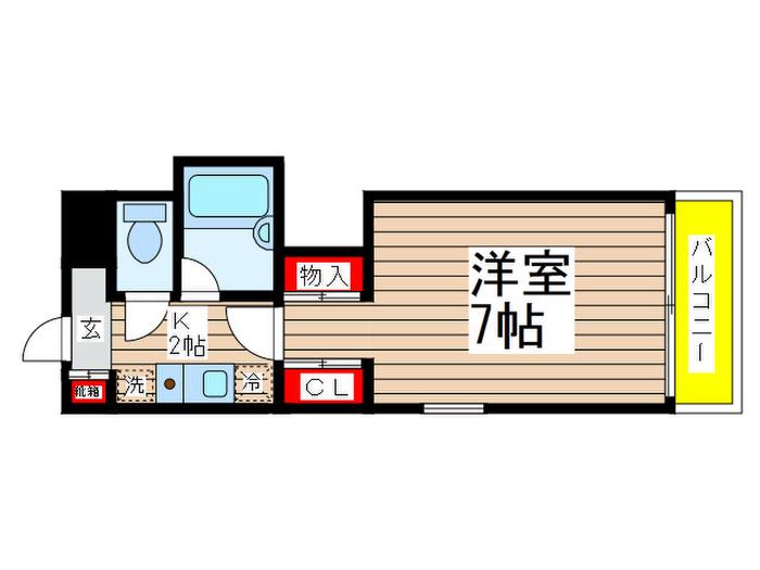 ミリアビタ海神(1K/3階)の間取り写真