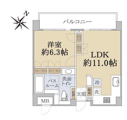 ミュゼ表参道(1LDK/8階)の間取り写真