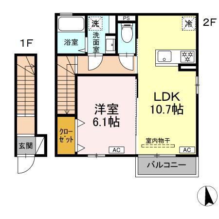 コンパセタ(1LDK/2階)の間取り写真