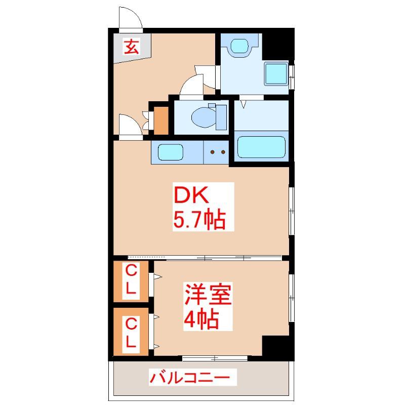 ENDURANCE中央駅前(1DK/9階)の間取り写真