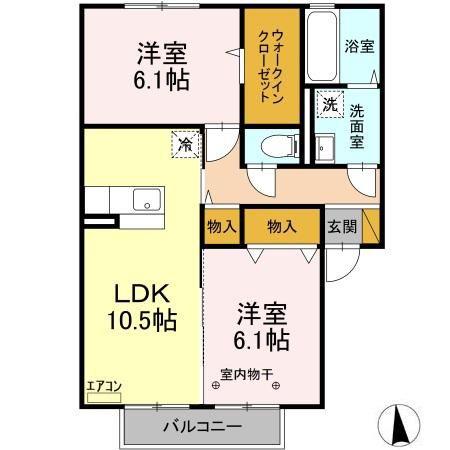 グラン・ジュテA(2LDK/2階)の間取り写真