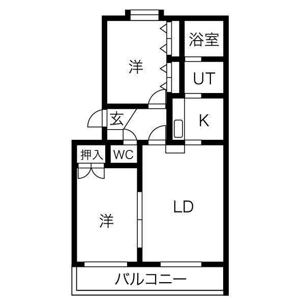 ベルサジュノン(2LDK/3階)の間取り写真