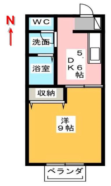 エスポアールさくら(1DK/2階)の間取り写真