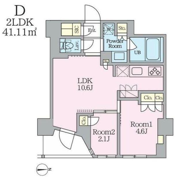 クレストコート東池袋(2LDK/5階)の間取り写真