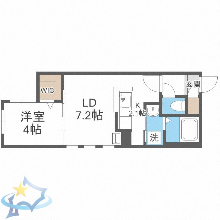 HUGA PREMIUM SUITE(1LDK/2階)の間取り写真