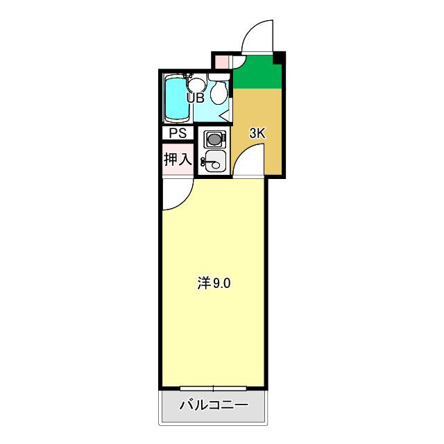 メゾンソレイユII(1K/1階)の間取り写真