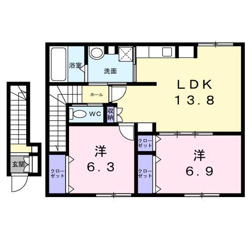 アリビオ(2LDK/2階)の間取り写真