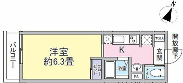 TATRINA向ヶ丘遊園(1K/3階)の間取り写真