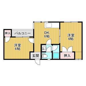 ヴィクトリアコート登町(2DK/1階)の間取り写真