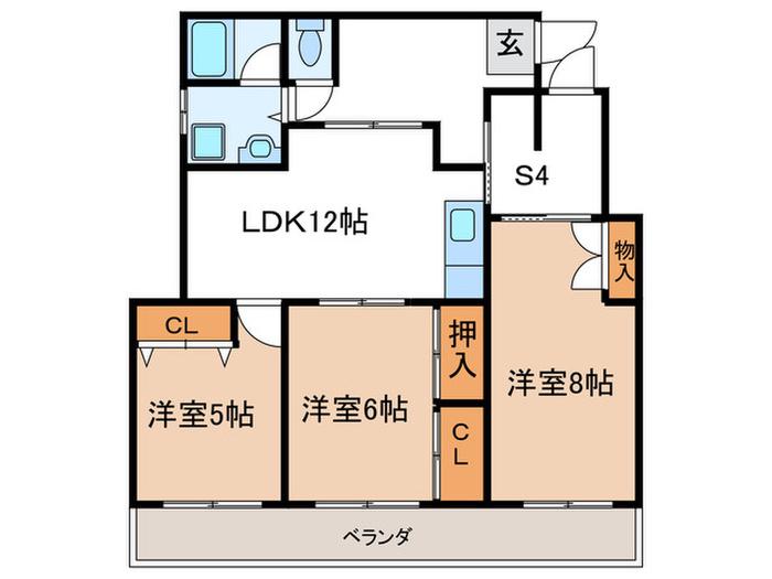 FLAT8(3SLDK/2階)の間取り写真