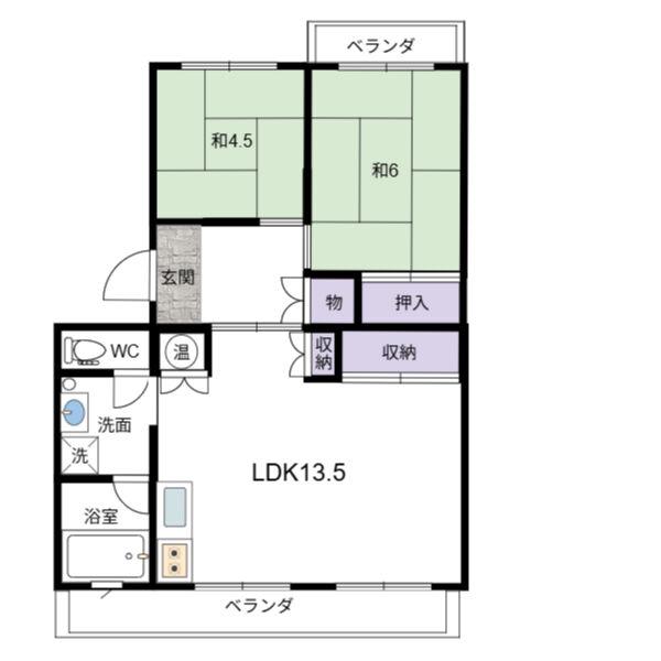 クリーンハイツ61(2LDK/1階)の間取り写真