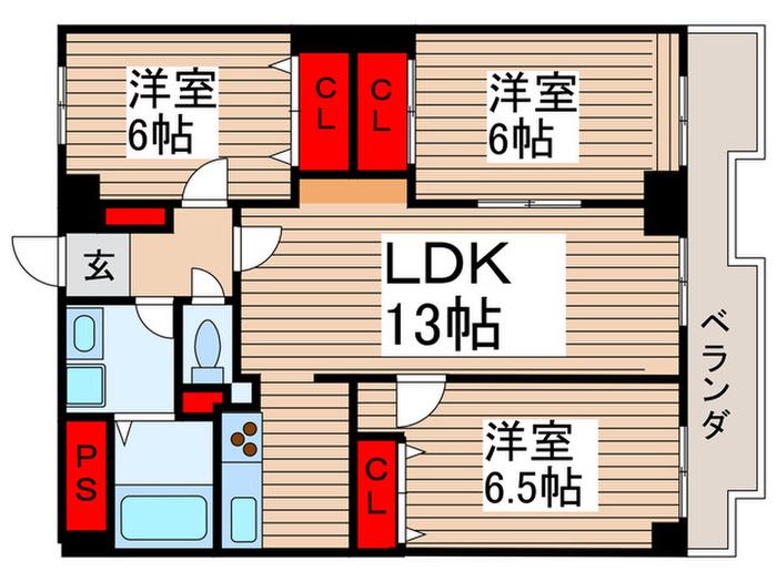 INSURANCE BLDG(3LDK/9階)の間取り写真
