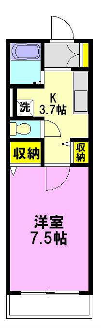 大磯コートヒルズ(1K/1階)の間取り写真