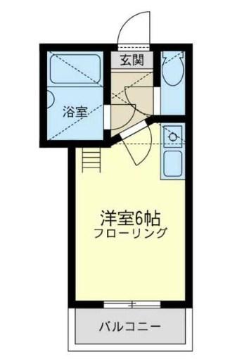 ベルメゾン井土ヶ谷(ワンルーム/2階)の間取り写真