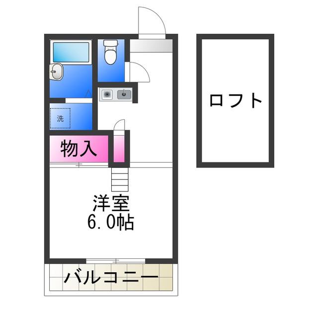 GROWING(1K/2階)の間取り写真