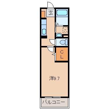 リンデンバウムI(1K/3階)の間取り写真