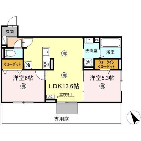 D-ROOM平田台(2LDK/1階)の間取り写真