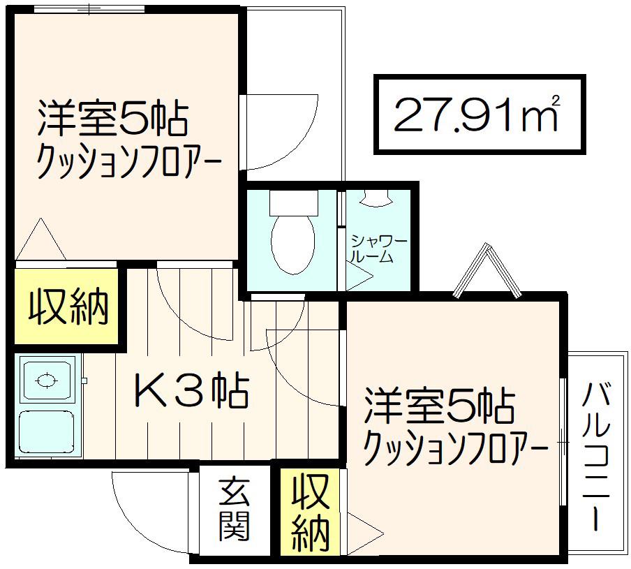 アステールI(1SK/3階)の間取り写真
